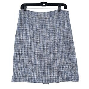 J.Crew No. 2 Pencil Skirt Blue White Tweed Textured Cotton Blend Size 6